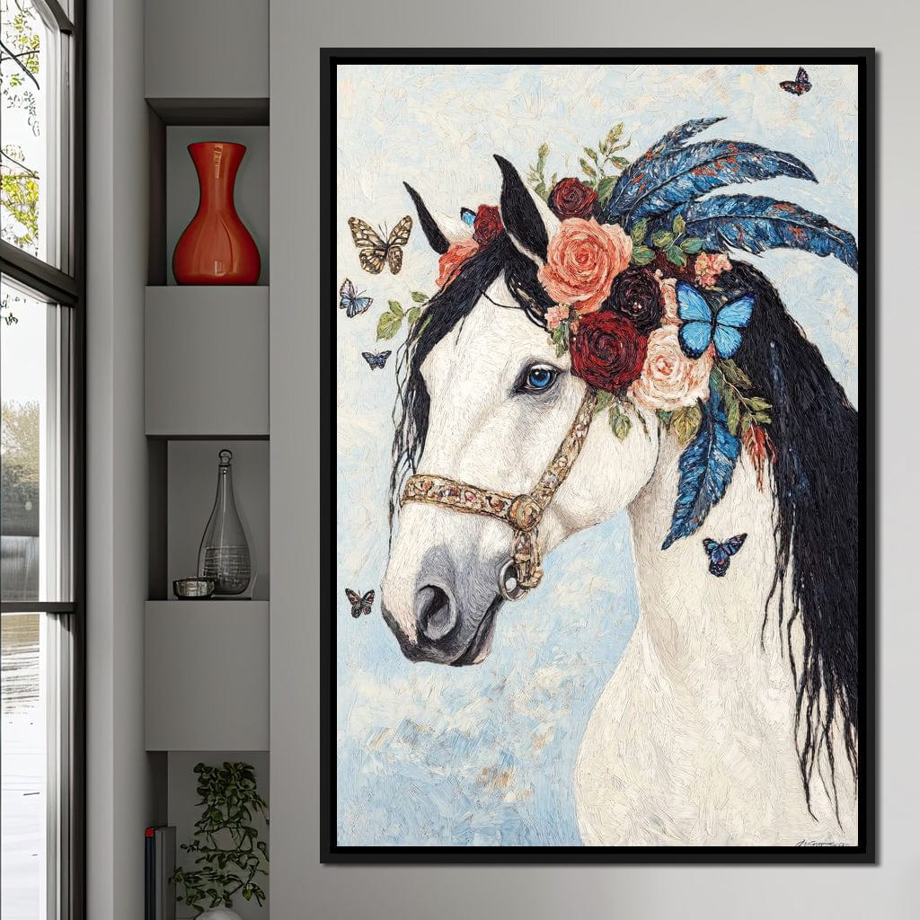 Majestic White Horse Harmony Canvas Wall Art
