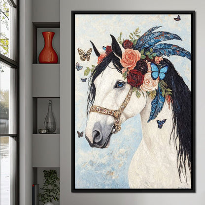 Majestic White Horse Harmony Canvas Wall Art