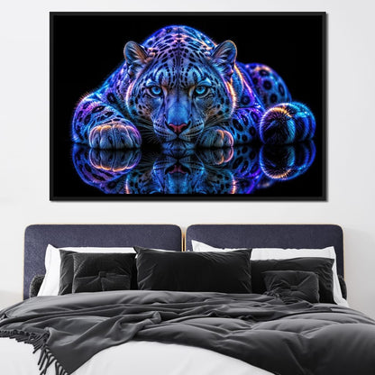 Bioluminescent Snow Leopard Canvas Wall Art