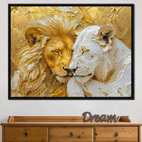 Golden Solitude and Ivory Peace Canvas Wall Art