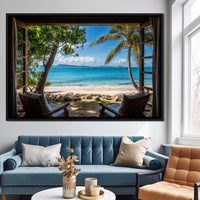 Tropical Serenity Window Canvas Wall Art