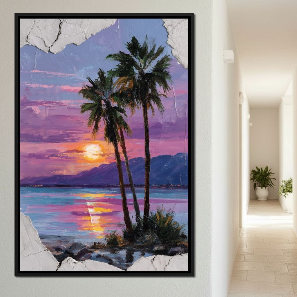 Palm Silhouettes Sunset Sky Canvas Wall Art