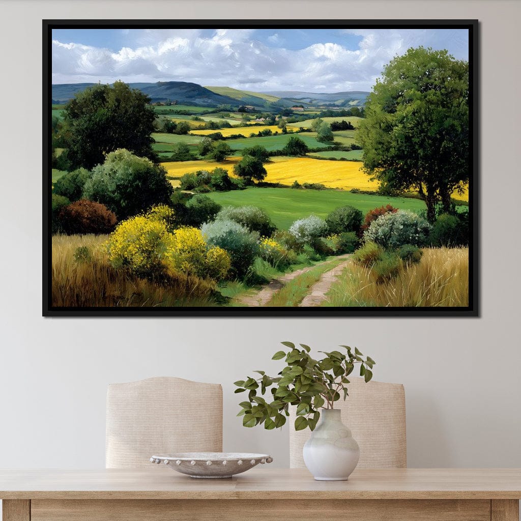 Golden Fields Country Path Canvas Wall Art