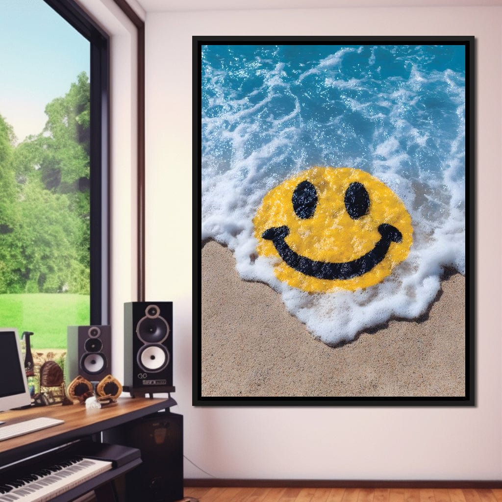 Radiant Beach Wave Smile Burst Canvas Wall Art