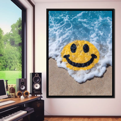 Radiant Beach Wave Smile Burst Canvas Wall Art