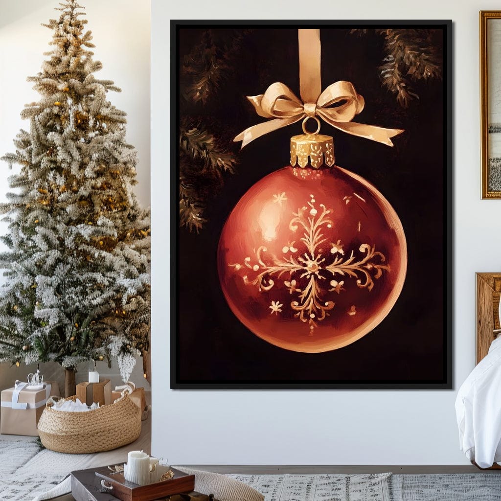 Classic Christmas Bauble Charm Canvas Wall Art