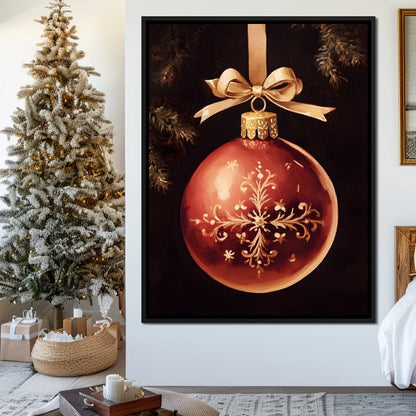 Classic Christmas Bauble Charm Canvas Wall Art