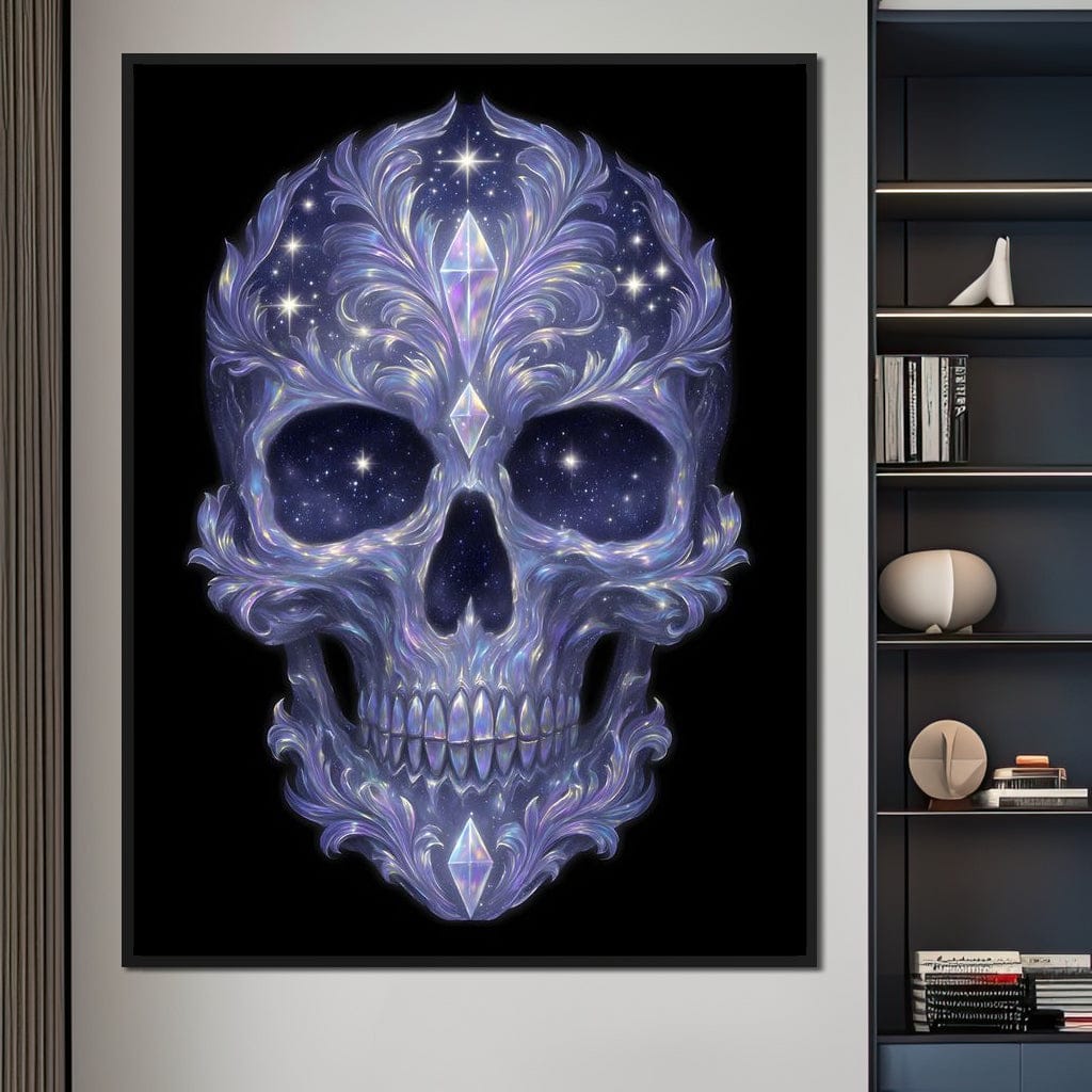 Galactic Crystal Skull Nebula Canvas Wall Art