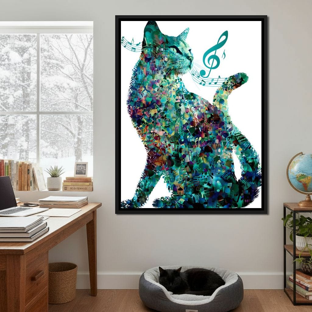 Melody Paws Neon Cat Muse Canvas Wall Art