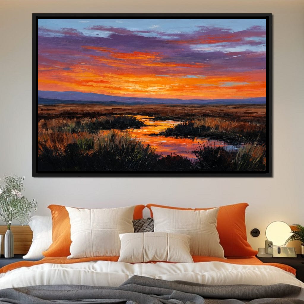 Sunset River Over Marshland Canvas Wall Art
