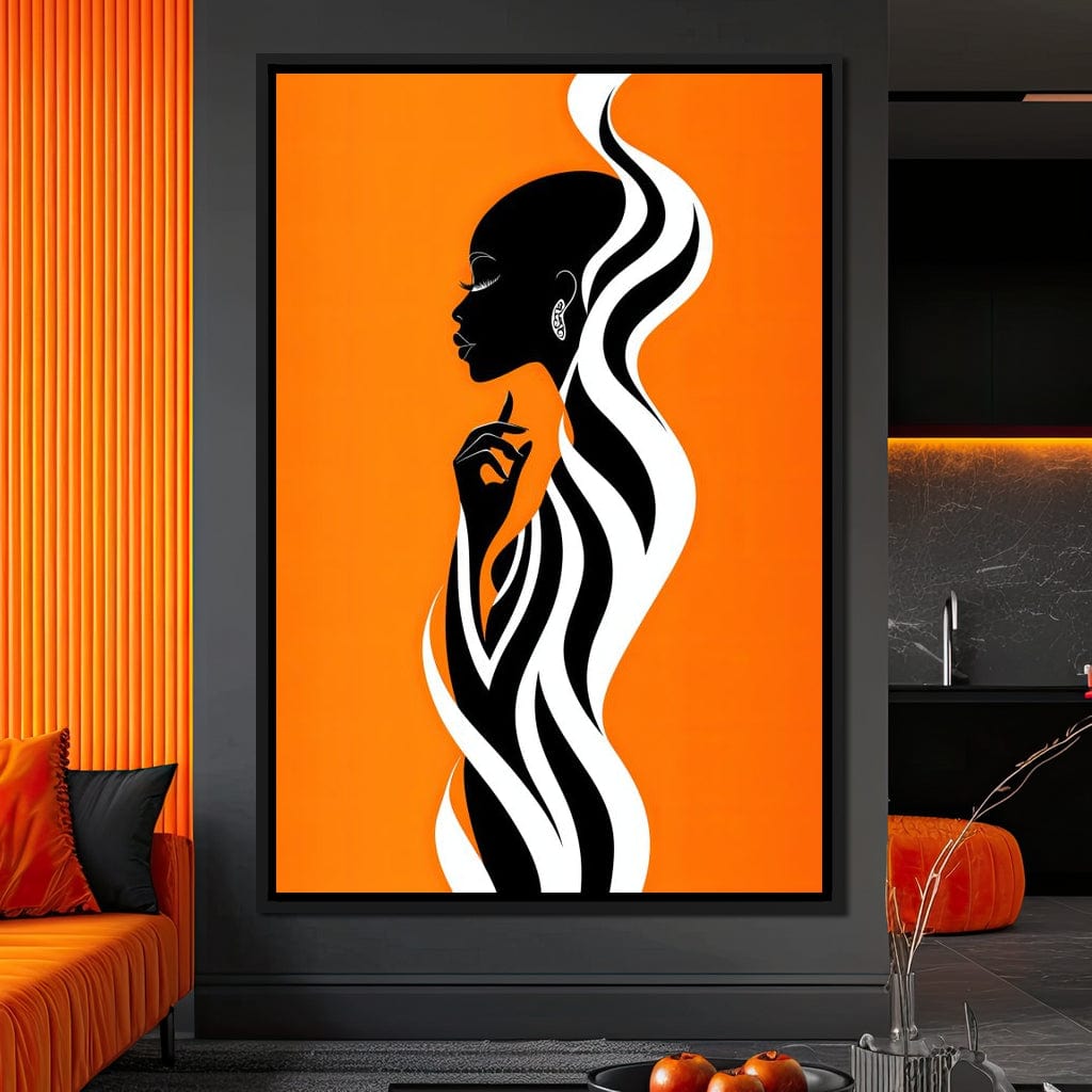 Ebony Flow on Tangerine Dreams Canvas Wall Art