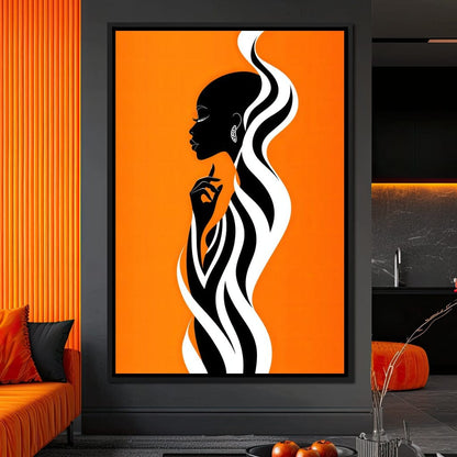 Ebony Flow on Tangerine Dreams Canvas Wall Art