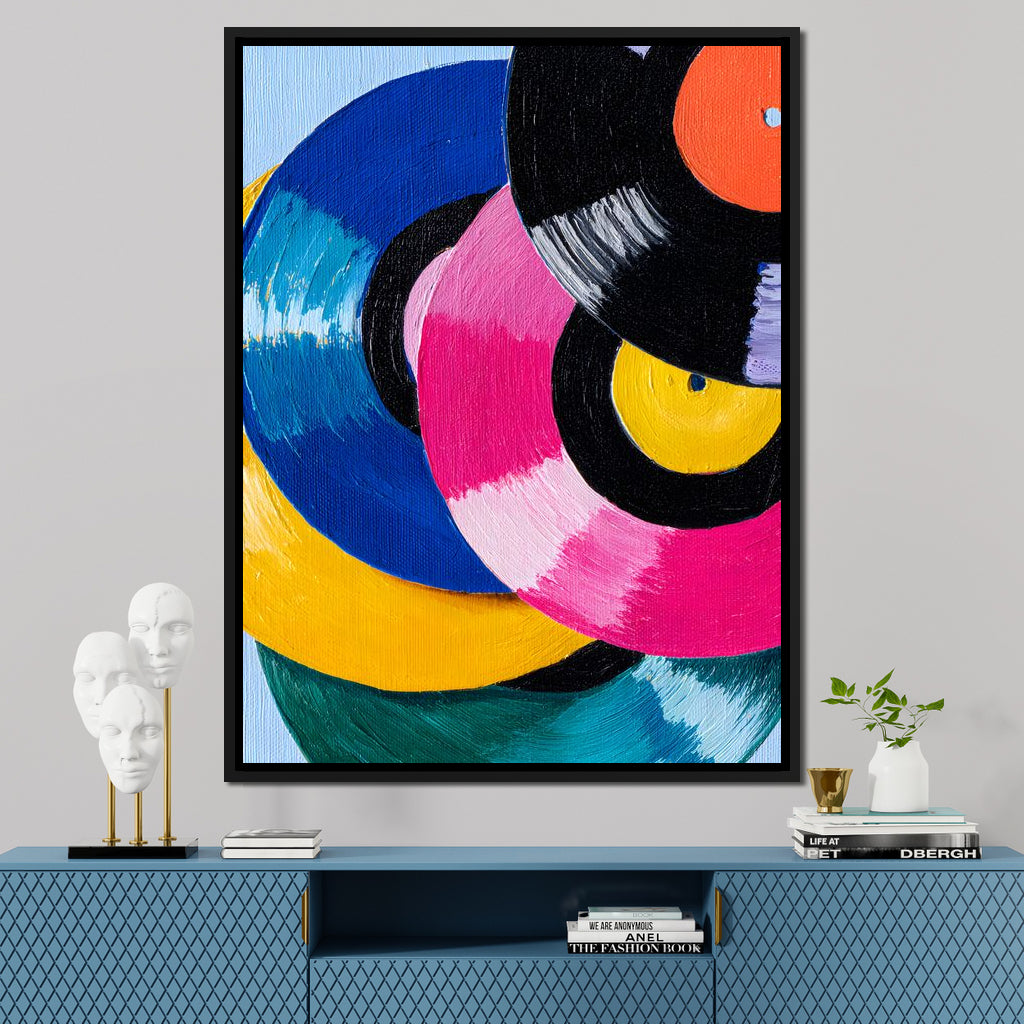 Color Spin Retro Vinyl Rhythm Canvas Wall Art