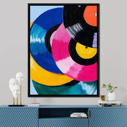 Color Spin Retro Vinyl Rhythm Canvas Wall Art