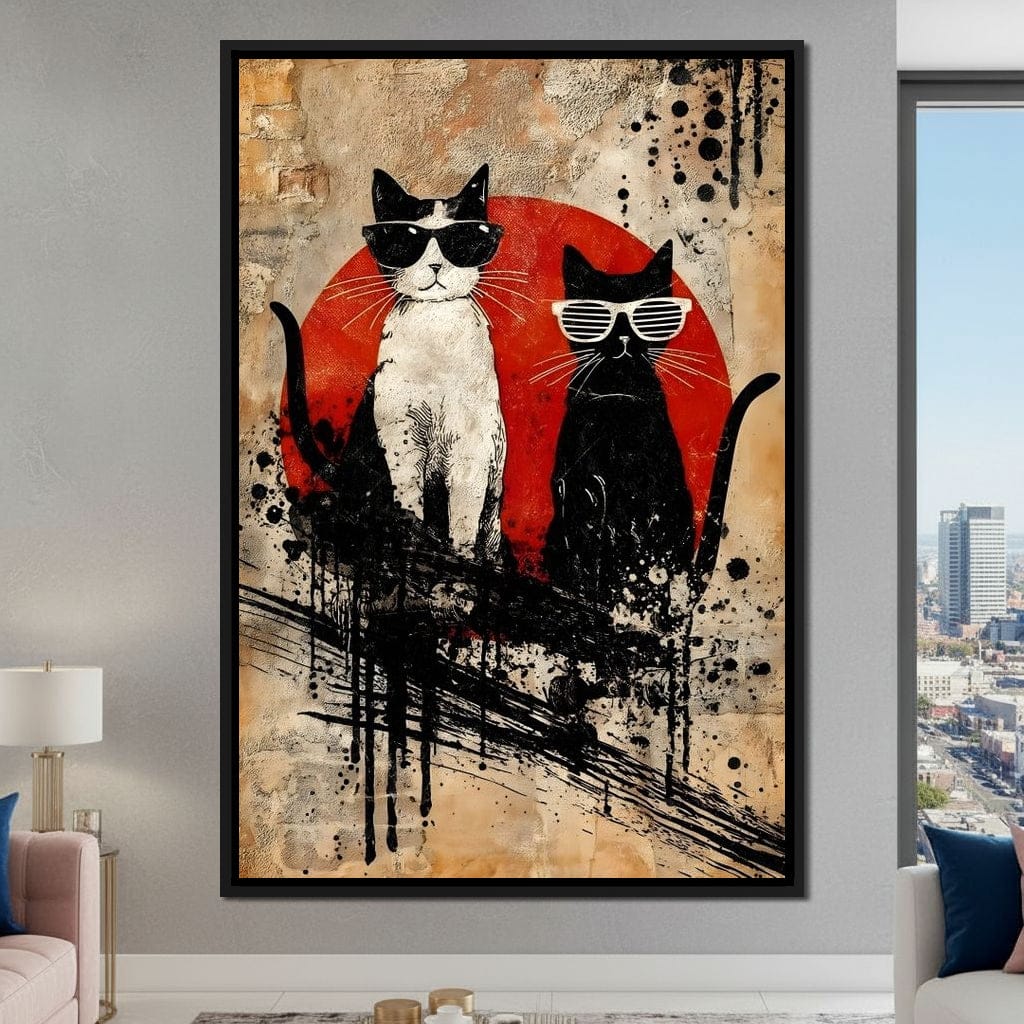 Streetwise Cats With Shades Canvas Wall Art