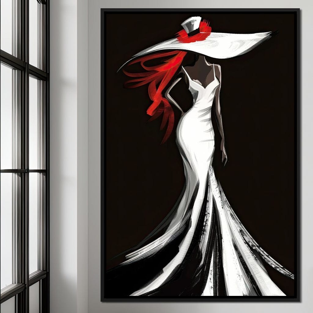 The White Dress - Sable Elegance with Flare Canvas Wall Art