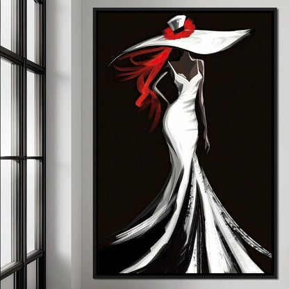 The White Dress - Sable Elegance with Flare Canvas Wall Art