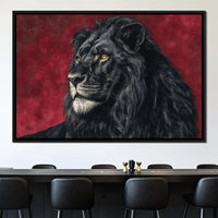 Midnight King Black Lion Portrait Canvas Wall Art