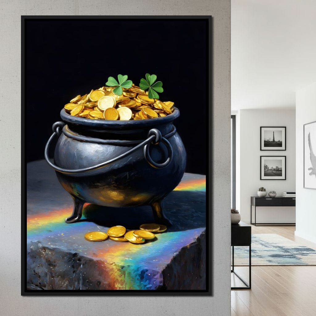 Lucky Clover Gold Cauldron Canvas Wall Art