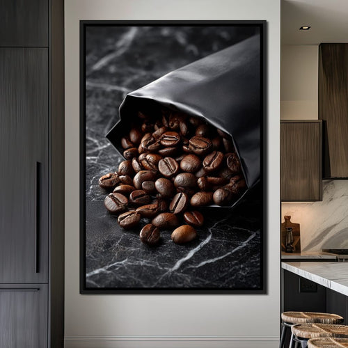 Dark Roast Coffee Bean Spill Canvas Wall Art