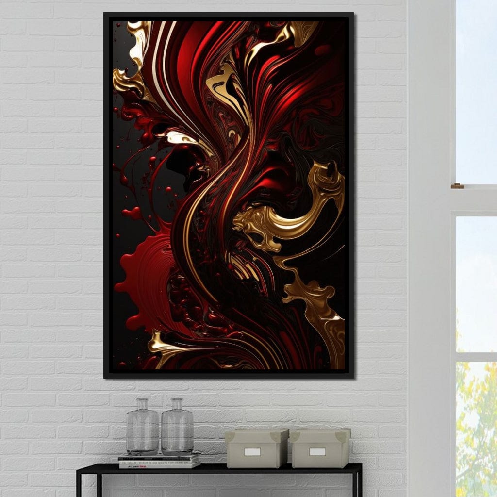 The Marble-Lux Collection: Dark Red & Vibrant Gold 09 Canvas Wall Art