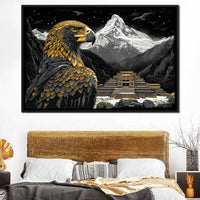 Majestic Aztec Golden Eagle Canvas Wall Art