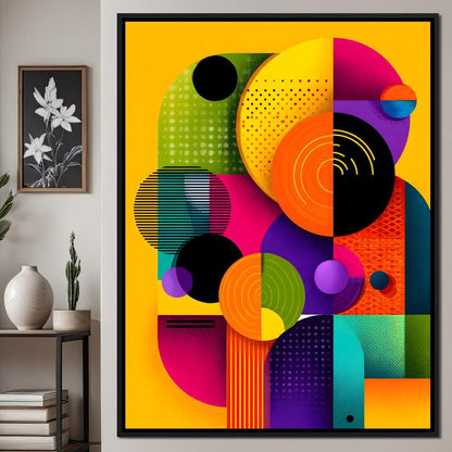 Vivid Geo Orbit Kaleidoscope Canvas Wall Art