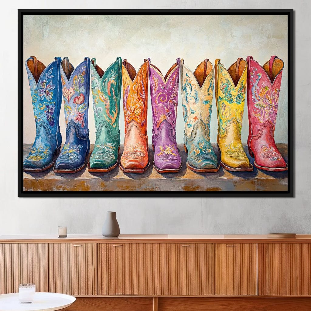 Western Boot Parade Canvas Wall Art