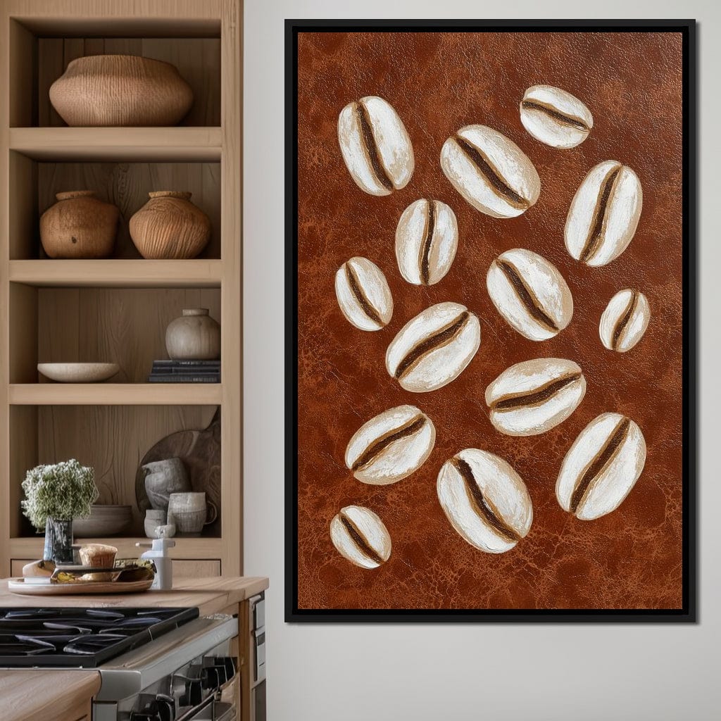 Coffee Beans Brown Background Canvas Wall Art