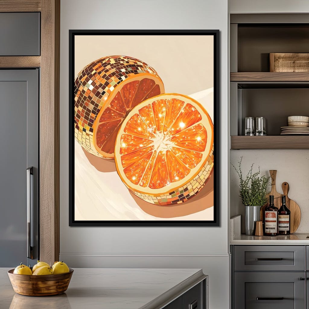 Sparkling Citrus Disco Slice Canvas Wall Art