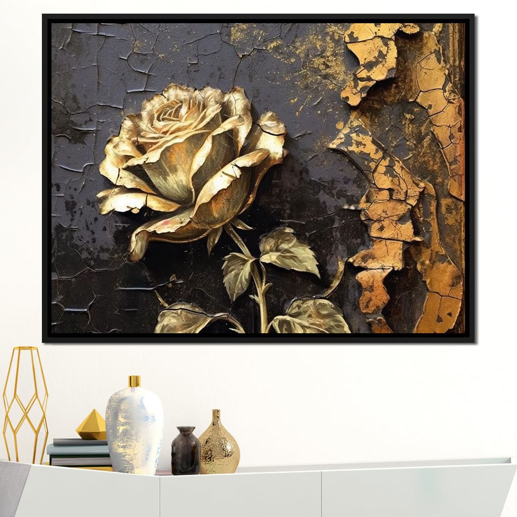 Golden Rose Canvas Wall Art