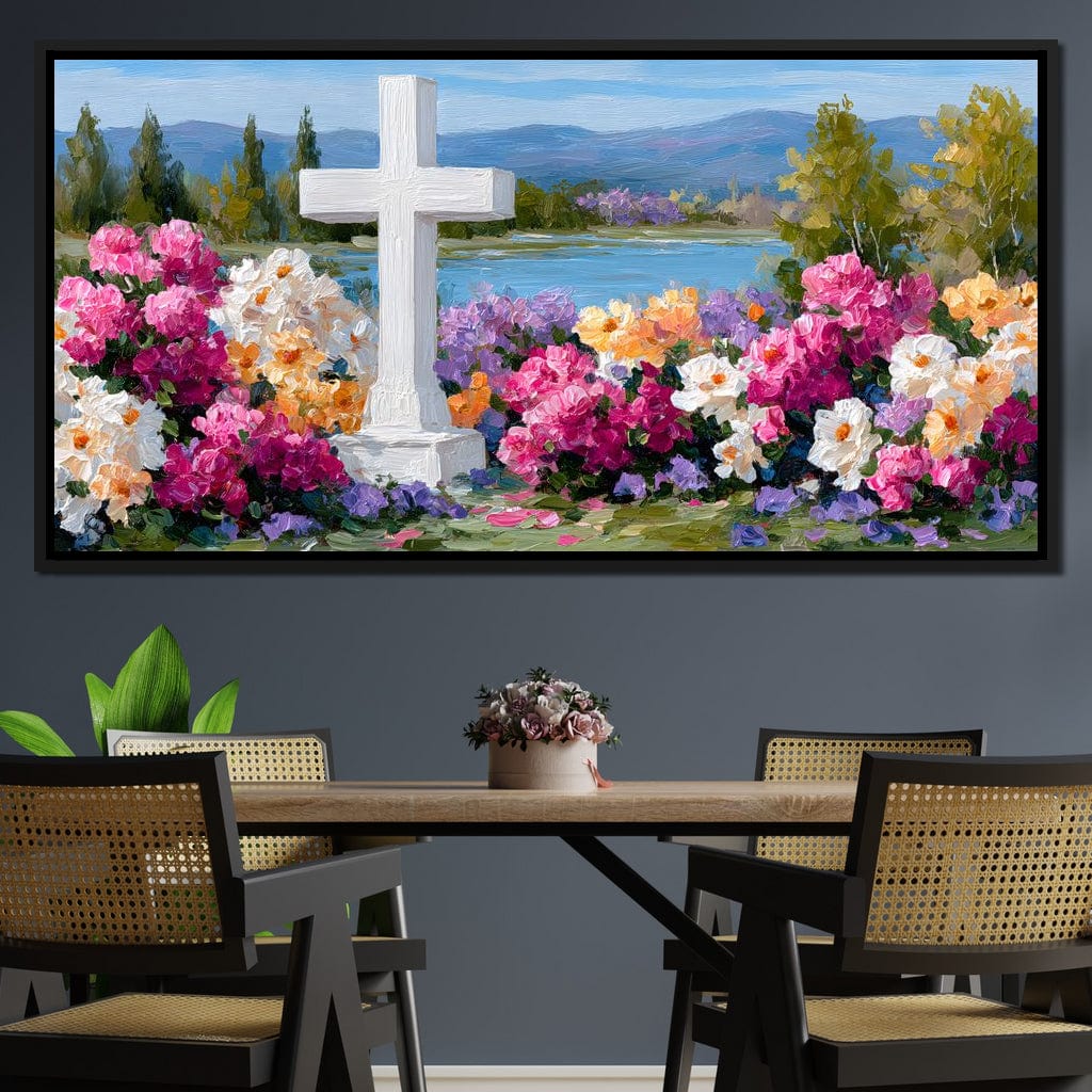 Garden Reverie by the Lake Canvas Wall Art