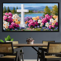 Garden Reverie by the Lake Canvas Wall Art