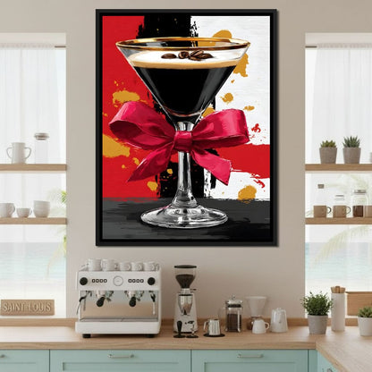 Espresso Martini Red Bow Canvas Wall Art