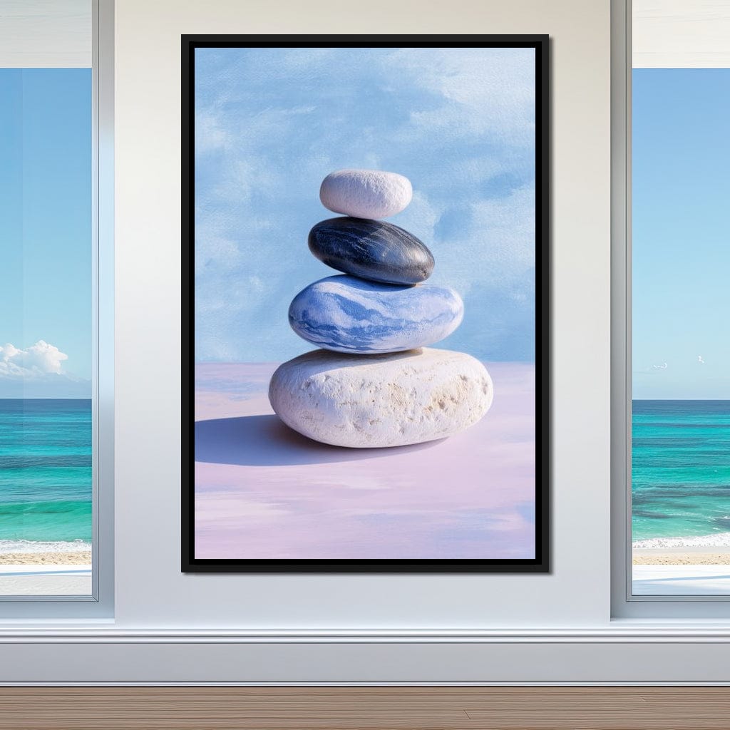 Coastal Stone Balance Zen Canvas Wall Art