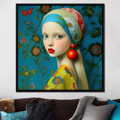 The Girl with the Scarlet Earring Canvas Wall Art