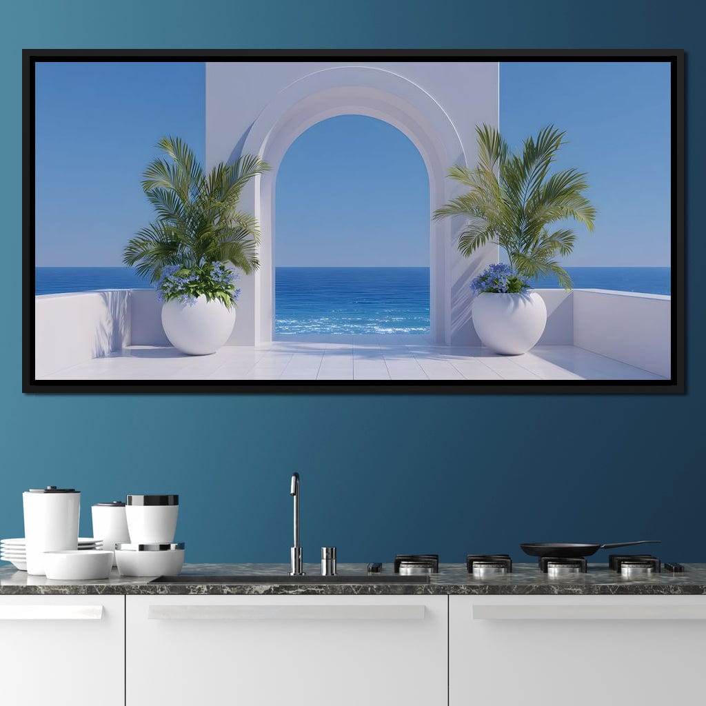 Sunlit Coastal Archway Escape Canvas Wall Art
