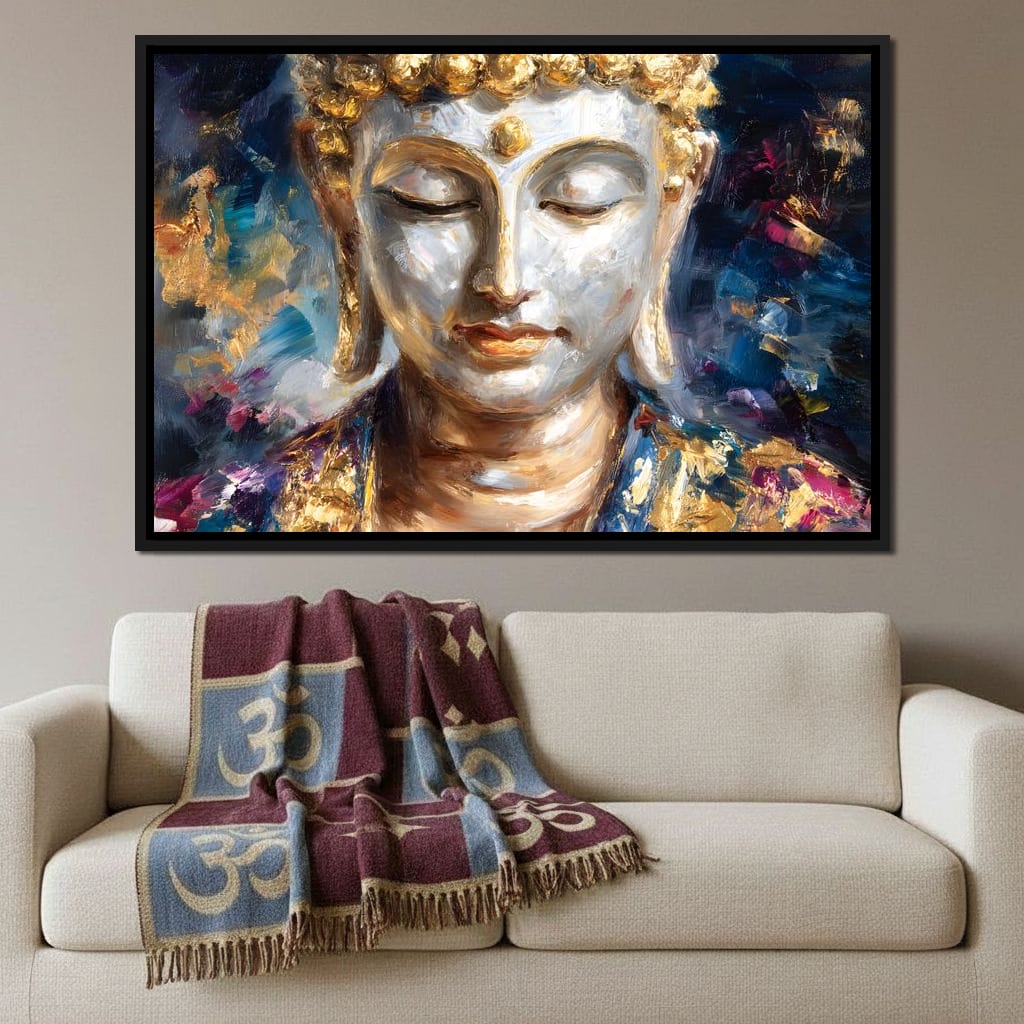 Golden Buddha Meditation Glow Canvas Wall Art