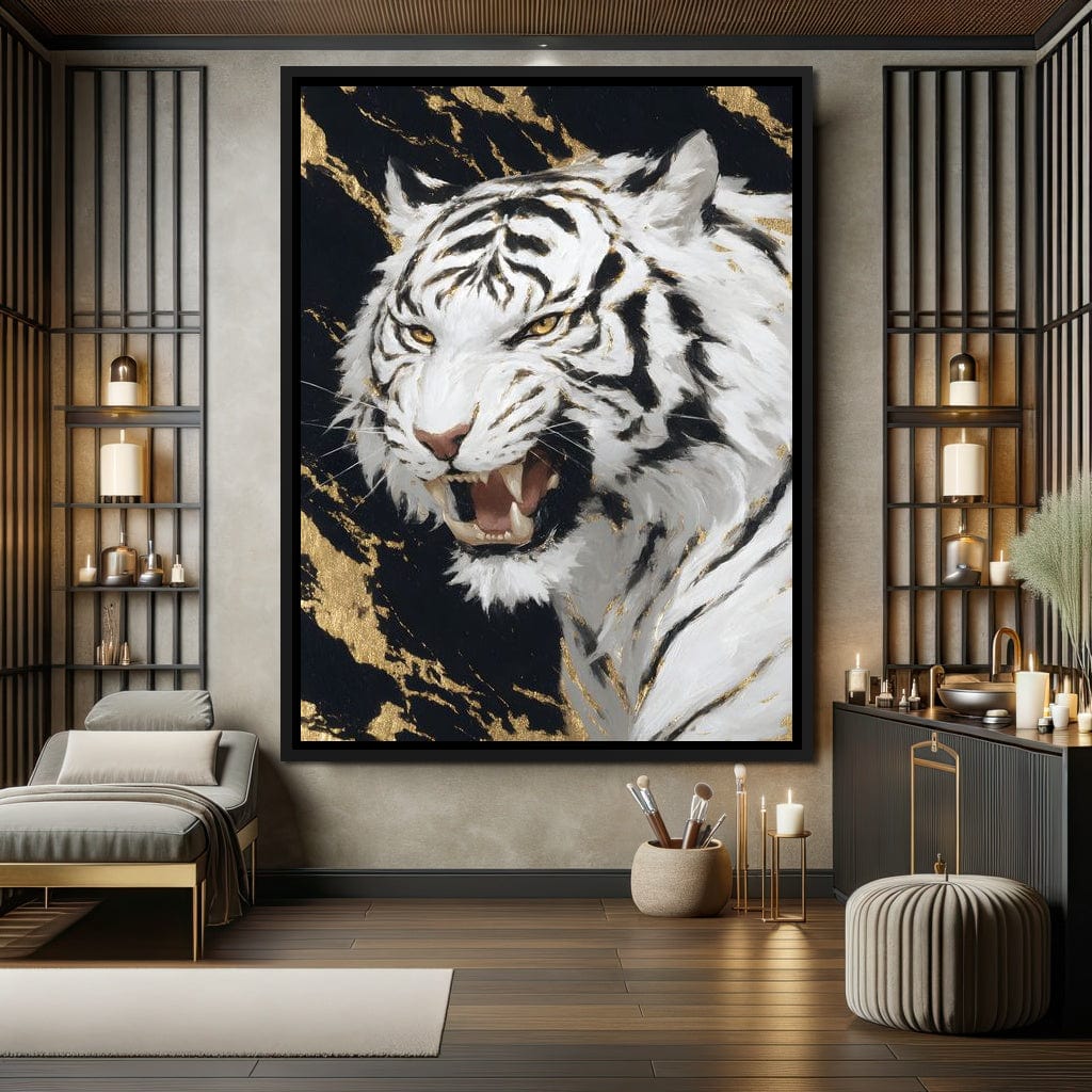 Fierce Aura Golden Roar Canvas Wall Art