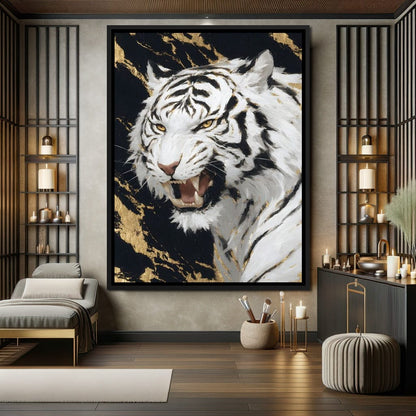 Fierce Aura Golden Roar Canvas Wall Art