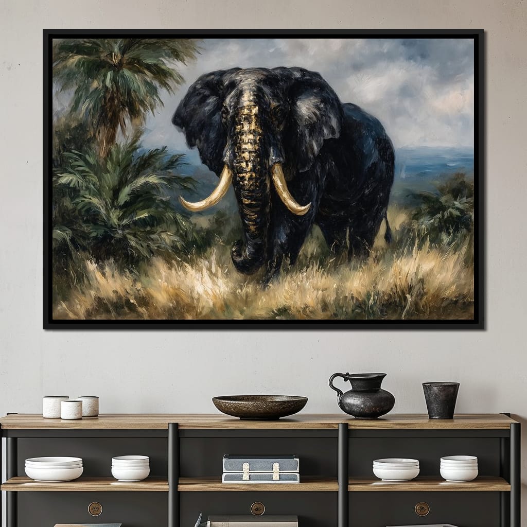 Majestic Elephant Safari Gold Canvas Wall Art