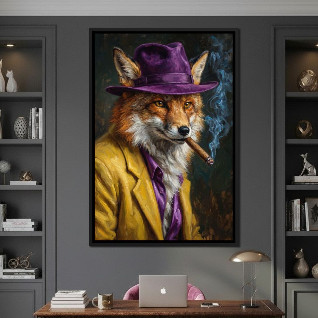 Gentleman Fox Smoking Cigar Canvas Wall Art