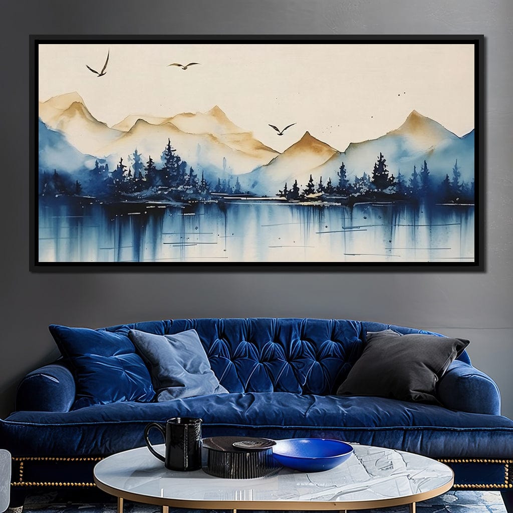 Calm Mountain Lake Sunrise Canvas Wall Art