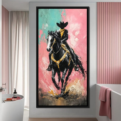 Galloping Western Stallion Energy Canvas Wall Art