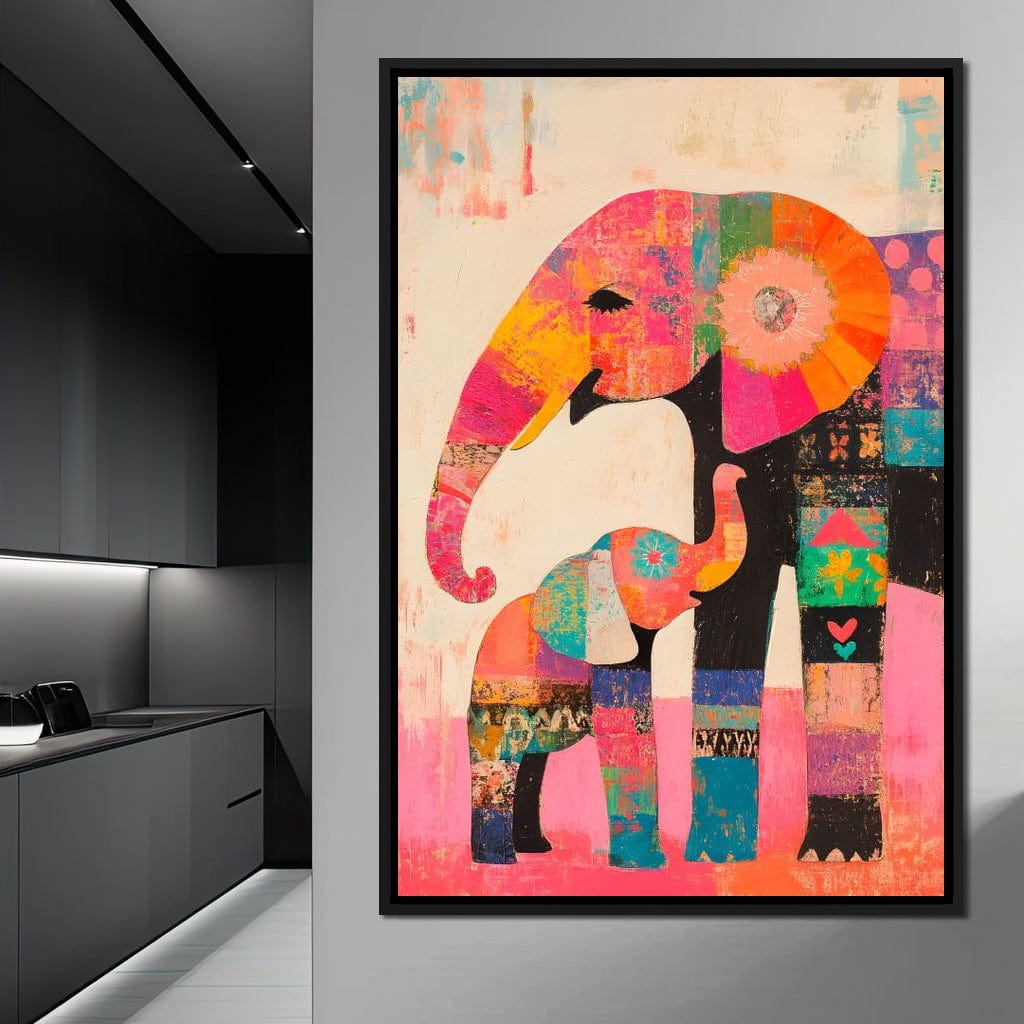 Elephant Patchwork Dreams Canvas Wall Art