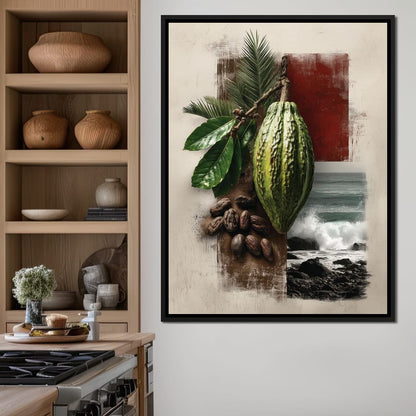 Cacao Pod Coastal Life Canvas Wall Art
