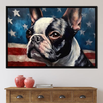 Land of the Brave Boston Terrier Canvas Wall Art