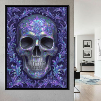 Prismatic Skull Baroque Flourish Canvas Wall Art