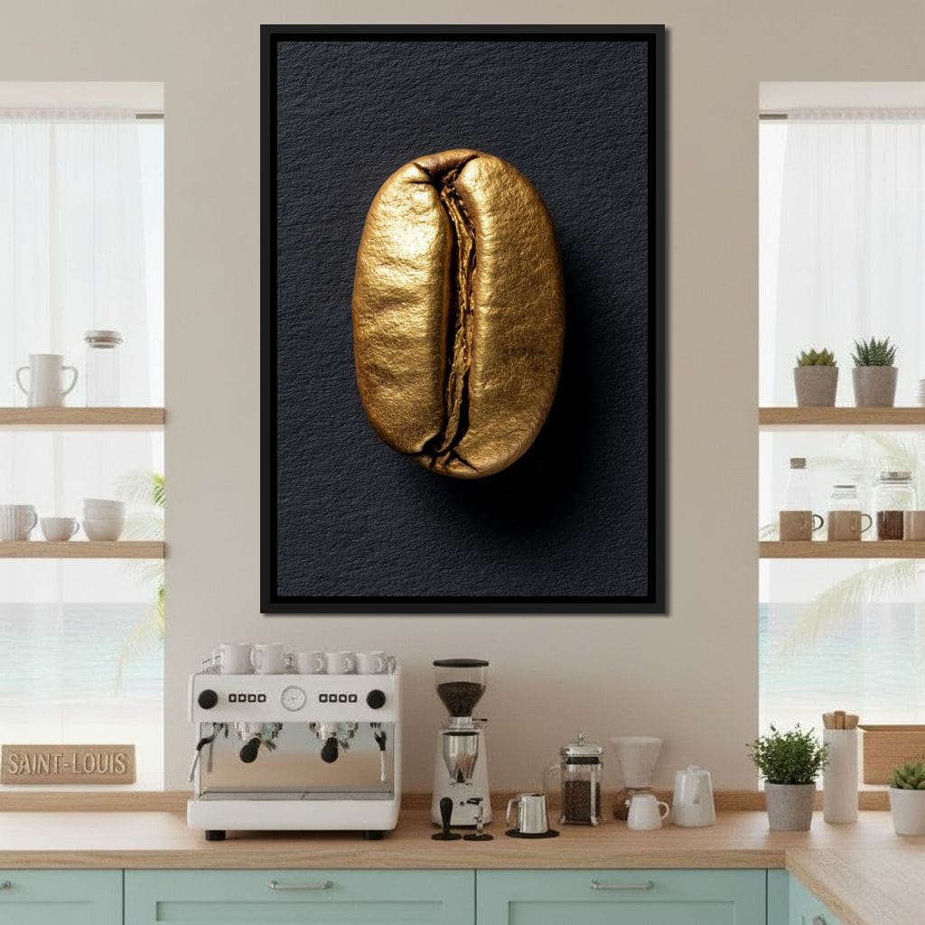 Golden Coffee Bean Minimalism Canvas Wall Art