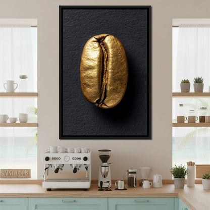 Golden Coffee Bean Minimalism Canvas Wall Art